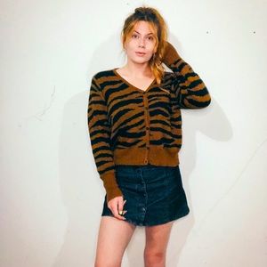 Tiger print button up sweater